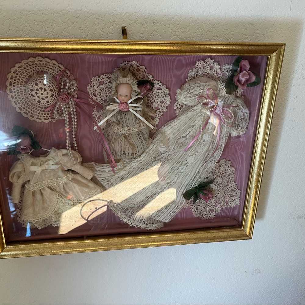 Framed Vintage Doll Dress Display